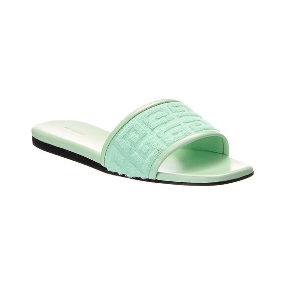 Givenchy 4G Canvas & Leather Sandal Green